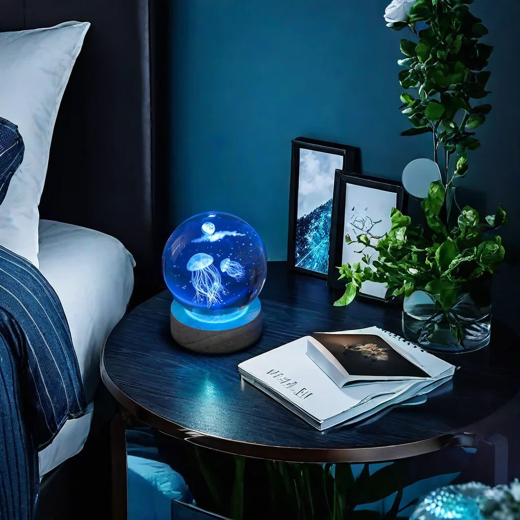 LED Jellyfish Night Light | 3D Crystal Effect for Home Décor