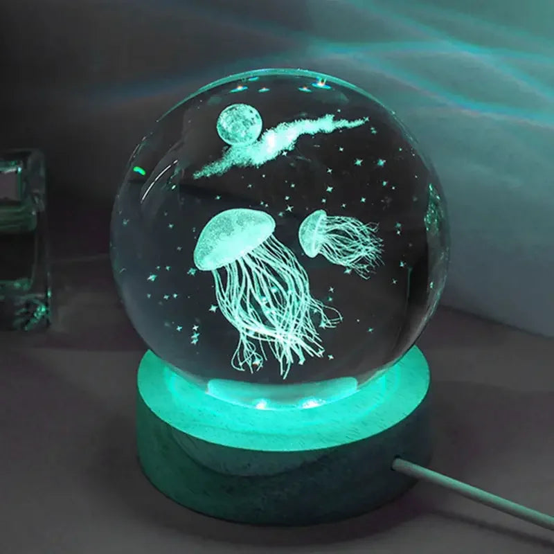 LED Jellyfish Night Light | 3D Crystal Effect for Home Décor