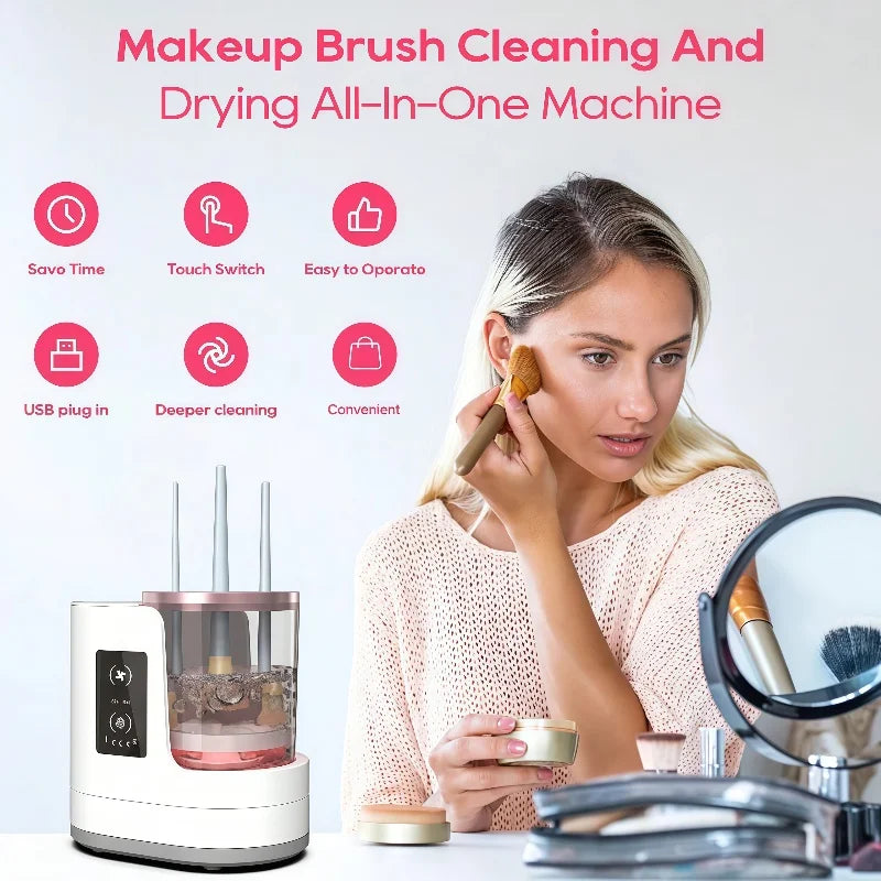 Electric Makeup Brush Cleaner – Clean & Dry Brushes in Seconds