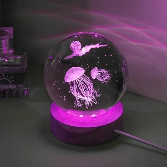 LED Jellyfish Night Light | 3D Crystal Effect for Home Décor